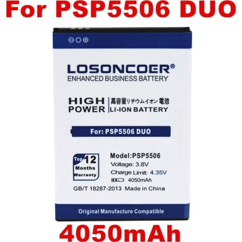 LOSONCOER 4050mAh PSP5506 Batteries For Prestigio Grace Q5 PSP5506DUO PSP5506 PSP 5506 DUO Mobile Phone Battery+Tracking Number