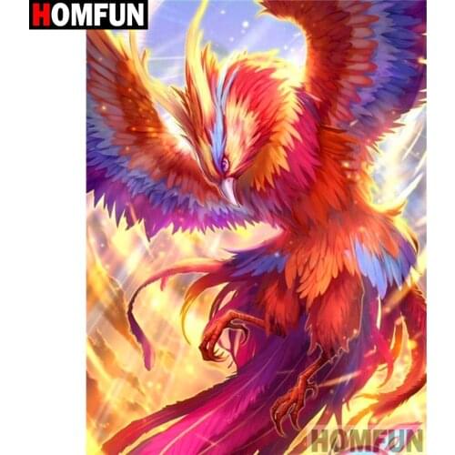 HOMFUN Full Square/Round Drill 5D DIY Diamond Painting "Animal Phoenix" 3D Diamond Embroidery Cross Stitch Home Decor A19435