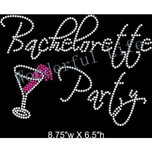 Free shipping fuchasia with white rhinestone transfers motif design motif cup with batchtte party