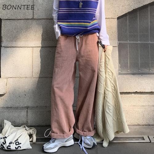 Pants Women Harajuku College Teens Streetwear All-match High Waisted Popular Fashion BF Style Autumn Loose Lady Vintage Trouser