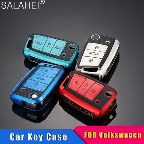 TPU Number Car Key Case Shell For Volkswagen VW Polo Golf 7 MK7 Tiguan passat For Skoda Octavia Kodiaq Karoq For Seat Ateca Leon