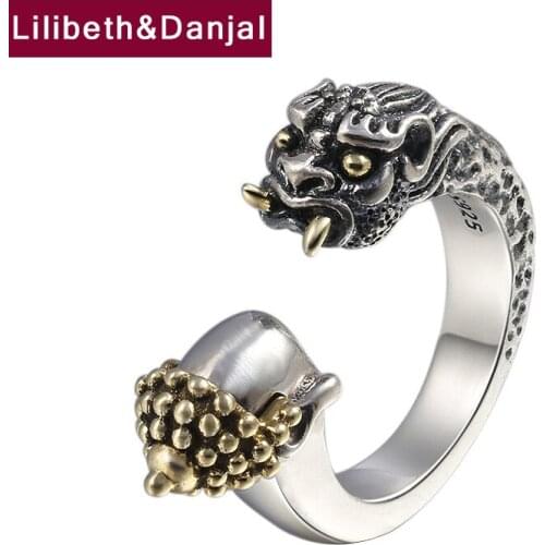 Mens Ring Buddha Defeated The Devil 100% Real 925 Sterling Silver Jewelry Punk Opening Couple Ring 2018 Arrival Jewelry Fr49