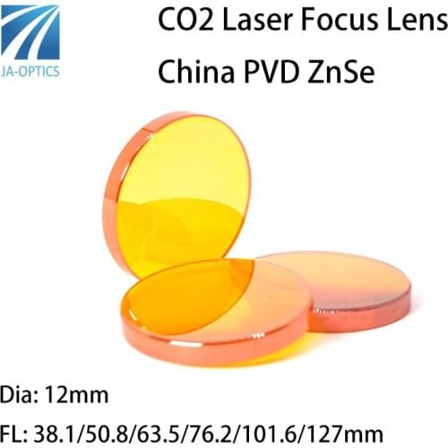 CO2 Laser Focus Lens China PVD ZnSe 12mm F38.1 50.8 63.5 76.2 101.6 127mm For Laser Cutting Machine