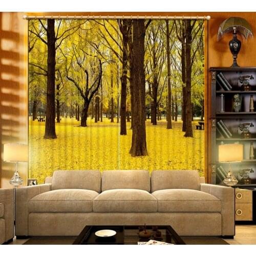 Photo Customize size 3D auturn scenery custom curtain fashion decor home decoration for Blackout curtain 3d Curtains