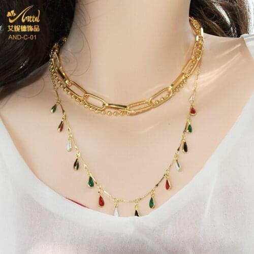 France Jewelries Gold Color Clavicle Chain Vintage Choker Multilayered Crystal Necklaces For Women Party Jewelry Girlfriend Gift