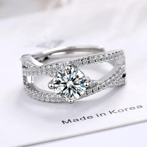 Adjustable Women AAA Cubic Zirconia Twining Rings Interweave Several 925 Silver Rings Fashion Charm Engagement Party Jewelry