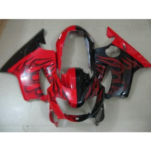 Injection mold Fairing KIT for HONDA CBR600F4 99 00 CBR 600F4 1999 2000 Flames red black Motorcycle Fairings set+7gifts HW01