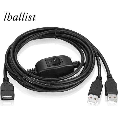Lballist Dual USB 2.0 Type A Male to Female With Switch Y Splitter Data Cable Foil+Braided Shielded For Printer