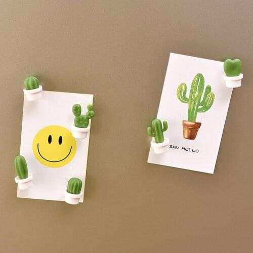 New Creative Cute Refrigerator Paste Cactus Shape Green Plants Magnetic Paste Home Fridge Decoration Lovely Note Stick Magnet