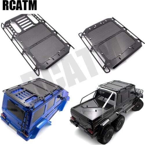 Metal Luggage Carrier Roof Rack With Carbon Fiber Board For 1/10 RC Crawler Car Traxxas TRX6 G63 TRX4 G500 OP Accessories Part