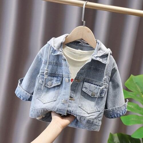 Fashion Kids Clothes Baby Boys Girls Denim Jean Jackets Spring Autumn Hoodie Coats Outwear Tops Casual Style Children Clothing