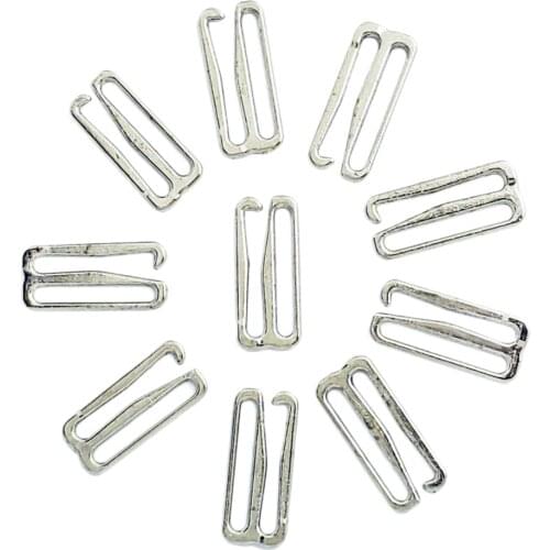 Bra Hook - 10-Pack Bra Strap Hook Replacement, Bra Slide Hooks for Swimsuits, Lingerie, Bras, Silver, 1 Inch, 25 mm Wide