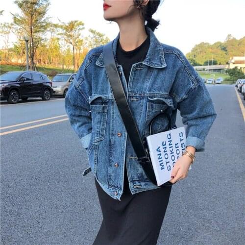 New Autumn Vintage Fashion Classic Jackets BF Style Coats Jeans Loose Casual Denim Outerwear Retro Plus Size Blue Coat