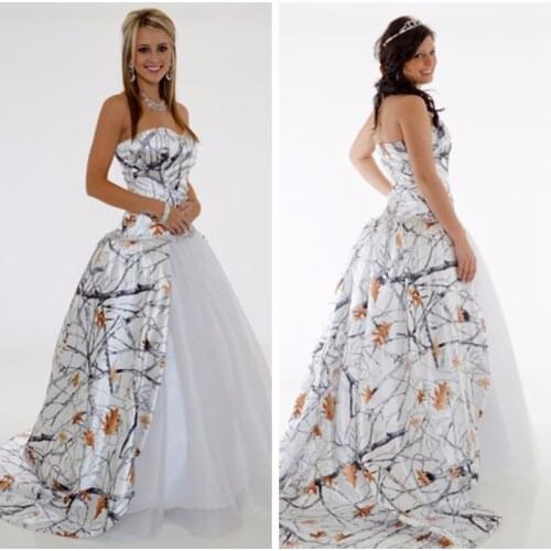 2019 New sweetheart White Camo Wedding Dress Beaded Camouflage Tulle Skirt Bridal Gowns Camouflage Vestidos De Mariee Snowfall