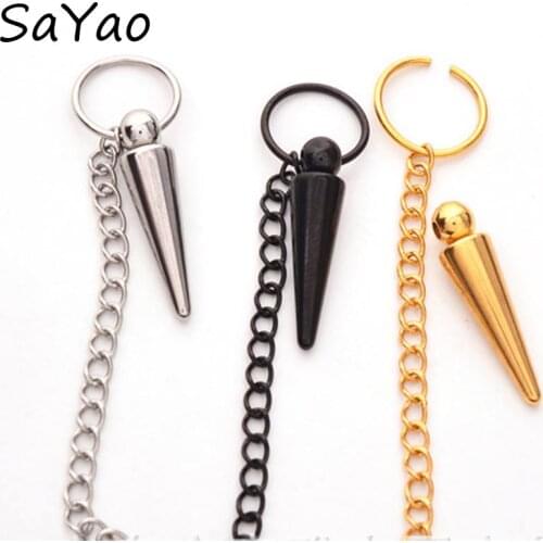 1 Piece Stainless Steel Hoop Earring Spike Tassel Tragus Ear Piercing Jewelry Men Women Gift