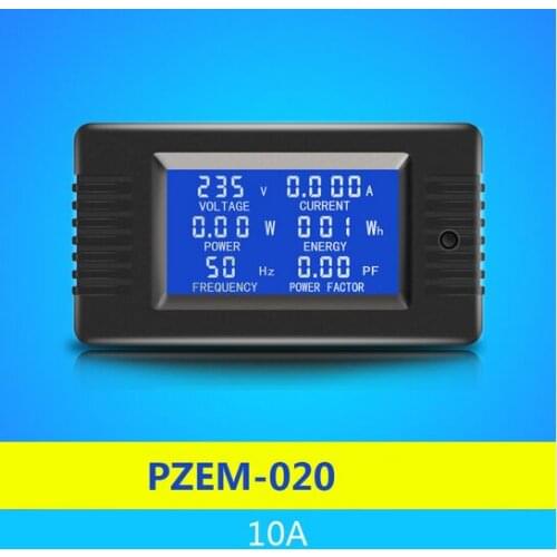 Peacefair Newest AC 6in1 220V 10A Single Phase Digital Ammeter Voltage Current Power Energy Power Factor Meter High Precision