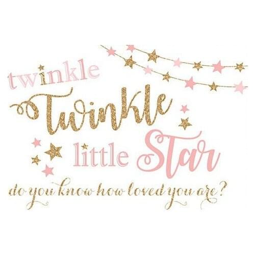 Custom Twinkle Twinkle Little Star Gold Pink Aqua photography backgrounds Computer print children kids backdrops