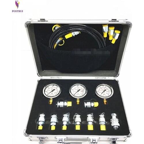 Portable Hydraulic Test Gauge Box Mechanical Digger Testing Tool Hand Tool Set Pressure Measuring Connector XZTK-60M