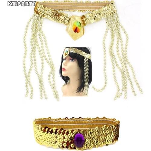 KTLPARTY adult children gold Sequins Roman Egypt Egyptian Cleopatra Headband hairband Women Queen Fancy Dress Hair Accessories