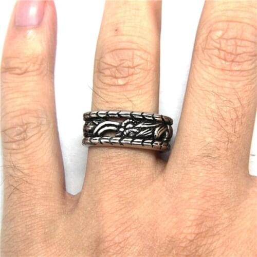 Drop Ship Size 7~11 Cool Hollow Out Texture Ring 316L Stainless Steel Jewelry Fashion Simple Ring
