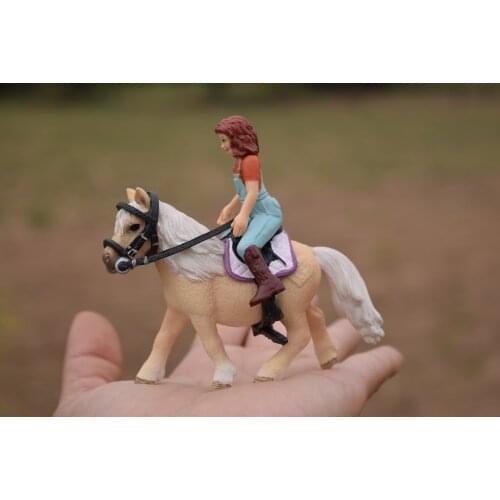 Pvc figure model toy girl rider + small horse