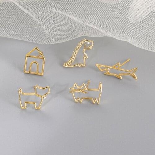 Lovely Hollow Out Animal Earrings For Women Children Jewelry Trendy Cute Dinosaur Stud Earrings Girls Birthday Gifts Accessories