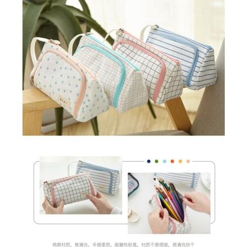 9 Inch Folding Pencil Case,Pencil Box,Canvas Pencil Case,Large-capacity Stationery