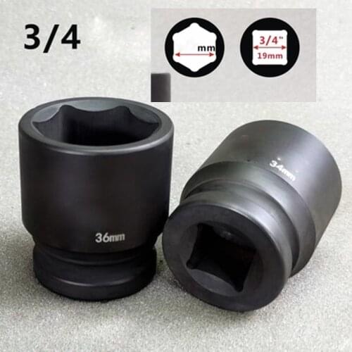 1PCS 3/4" Inch Heavy Duty Impact Socket CR-MO Hex Metric Black Air Sockets Head 17 18 19 55 60 70 75mm for Tire RepairTools