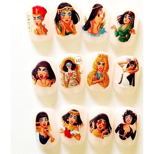 TSC-263 Cleopatra mummy nail slider 3d nail art stickers decal template diy nail tool decorations