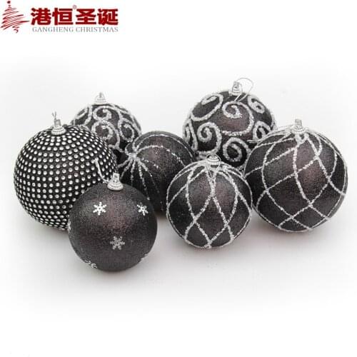 Decoration 8cm black painted Christmas ball 10cm silver black bubble Christmas ball