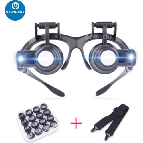 2.5X 4X 6X 8X 10X 15X 20X 25X Multi-Power Double LED Lights Magnifier Magnifying Glass Eye Glasses Jewelry Watch Repair Loupe