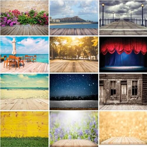Vinyl Custom Photo Backdrops Bokeh Scenery Flower Wood Board Floor Photography Background for Photo Studio 210319CMA-04