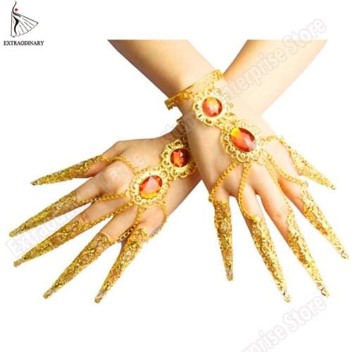 New Sexy Women Belly Dance Dance Jewelry Thousands Hands Guanyin Bollywood India Bracelets Fingernail Accessories Gold