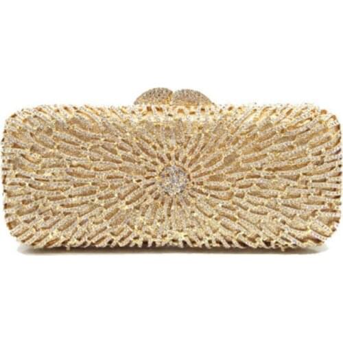 Hollow Out Women Gold silver flower Crystal diamond Clutch bags Evening bag Handbags Purses Wedding Minaudiere clutches Bags