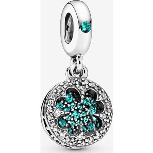 Original 925 Sterling Silver Charm Creative Lucky Clover Pendant Fit Pandora Women Bracelet & Necklace Diy Jewelry