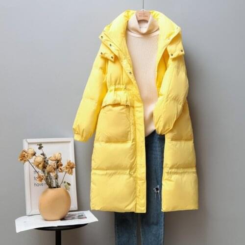 Women 90% White Duck Down Jacket Winter Female Thick Warm Down Coat Loose Solid Long Sleeve Hooded Parkas Puffer Jacket