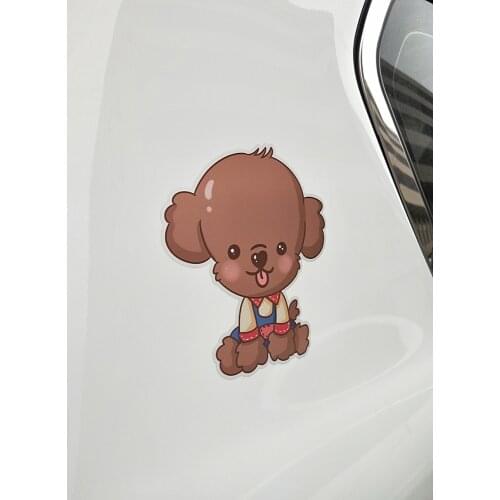 ZTTZDY 12cm*13.5cm Cartoon Cute Teddy Dog Sitting PVC Car Sticker YJ1-0057
