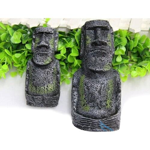 1pcs Aquarium Fish Tank Landscaping Decorations Easter Island Statue Antique Roman Portraits Fish Tank Ornament 12.9*5.5cm