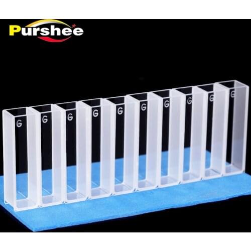 10pcs standard glass cuvette (no lid) and leve bottom with 10mm path length