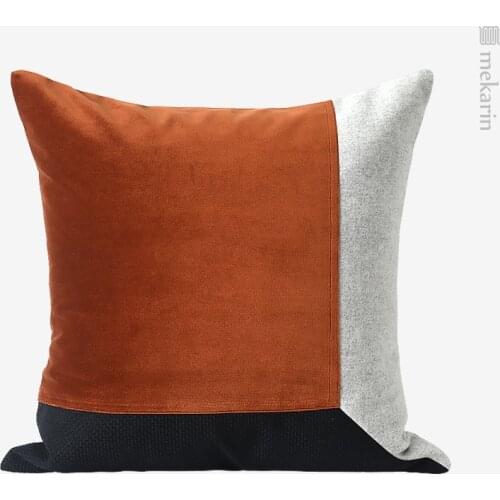 Nordic home living room sofa pillow car pillow gray orange stitching square pillow outdoor garden cushion bedroom pillowcase
