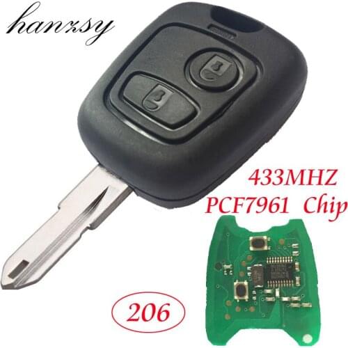 2 Buttons 433MHZ Remote Key For PEUGEOT 206 Complete Car Key DIY with ID46 Chip PCF7961 NE73 Blade