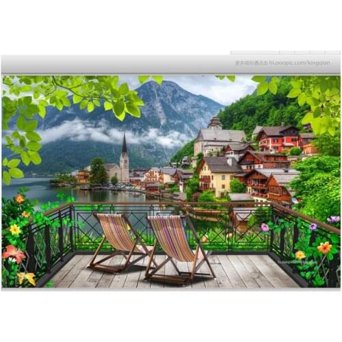 3d wallpaper custom 3 d TV setting wall balcony space scenery wallpaper
