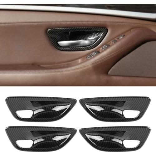 4pcs/set Carbon fiber Color Style ABS Car Auto Interior Door Bowl Cover Trim for BMW 5 Series F10 2011 2012 2013 2014 2015 2016