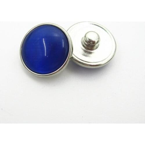 50pcs/lot Dark blue Opal Cats Eye Snap Buttons fit 18mm Snap Bracelet&Bangles Jewelry DIY Snap Pendants Jewelry Ginger Charms