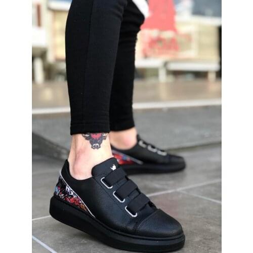 BA0029 3 Tape Legend Black Pattern Thick Black Sole Casual Men Shoes
