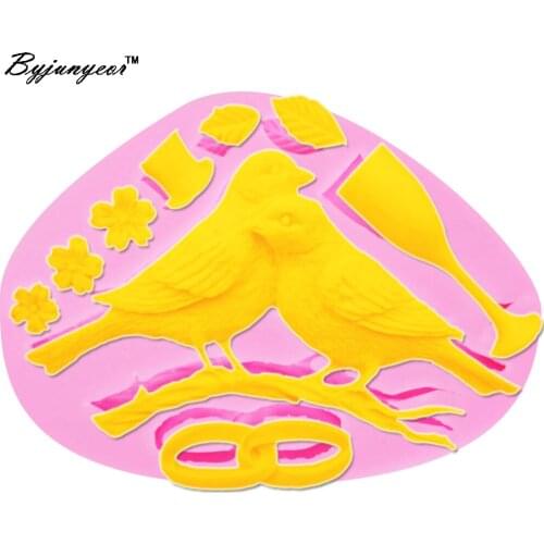 Byjunyeor M554 Magpie Bird Epoxy UV Resin Silicone Mold Chocolate Candy Fondant Moulds Wedding Cake Decorating