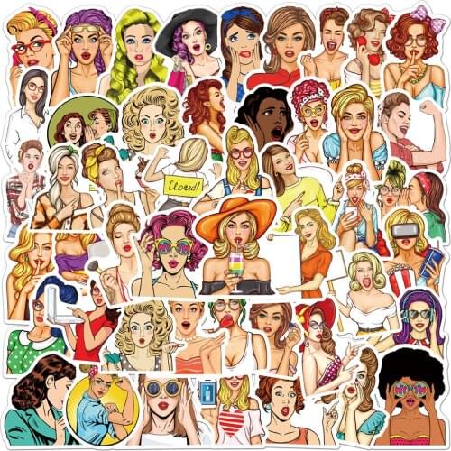 10/30/50PCS Fashion Girl Skateboard Cup DIY Suitcase Notebook Guitar Graffiti European and American Personality Sticker Wholesal