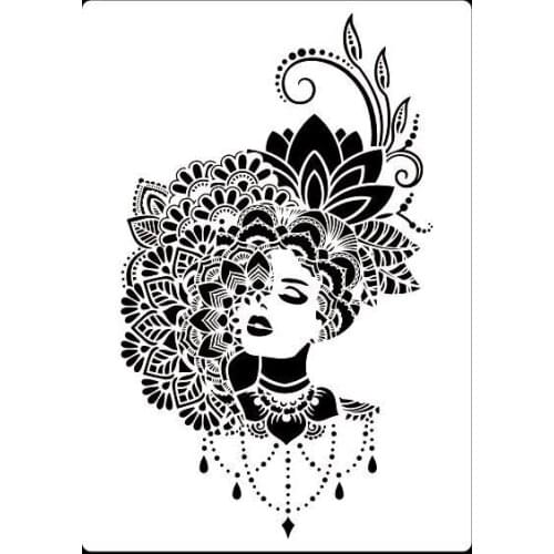 CraftArtGo DIY Beauty girl Stencils Painting Scrapbook Coloring Cake decorating sugar powder sieve printing mold printing table