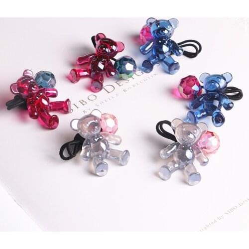 2PCS New Lovely Bright Flicker Bear Princess Headwear Kids Elastic Hair Bands Children Ropes Girls Accessories Baby Headdress