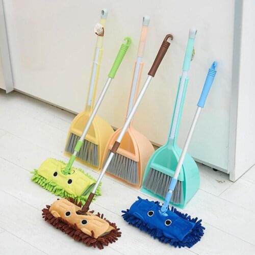 Kids Pretend Play Toys Childrens Simulation Broom Mop Dustpan Set Kindergarten Baby Mini Play House Sweeping Cleaning Toy Gifts